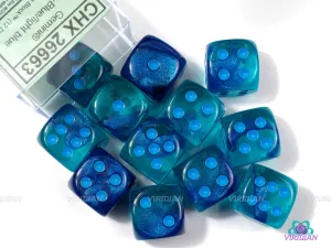 Gemini Blue & Light Blue Luminary | D6 Block | Chessex Dice (12)