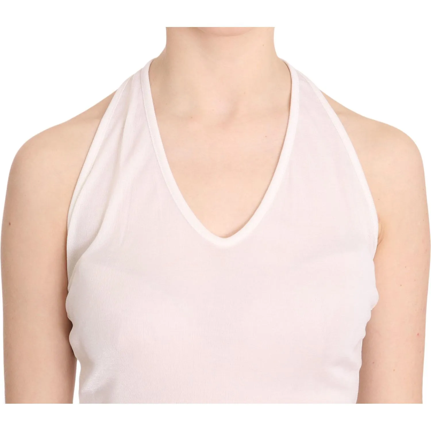 GF Ferre Elegant White Halter Casual Tank Top