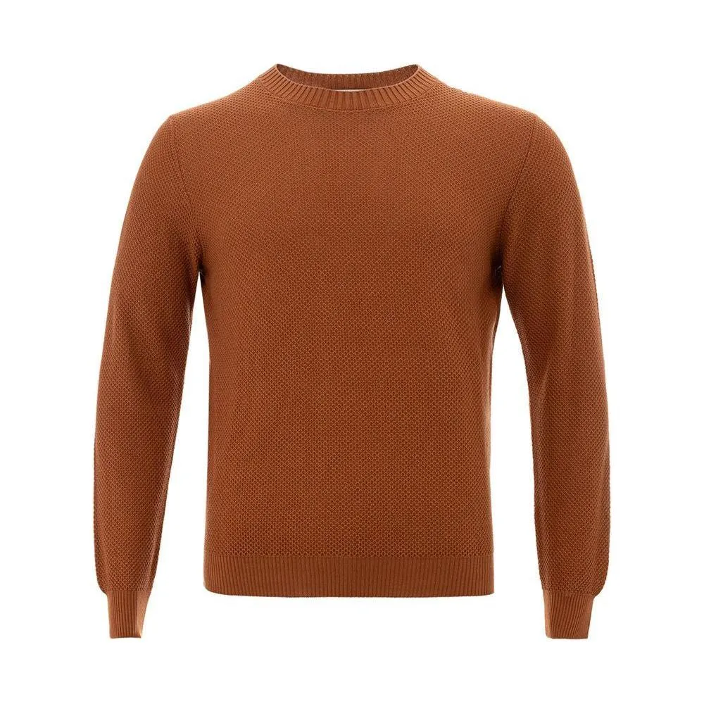 Gran Sasso Elegant Cotton Crewneck Sweater in Rich Brown