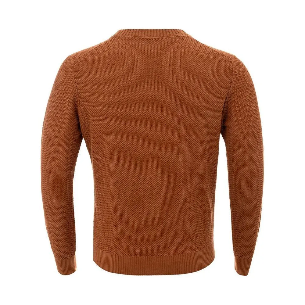 Gran Sasso Elegant Cotton Crewneck Sweater in Rich Brown