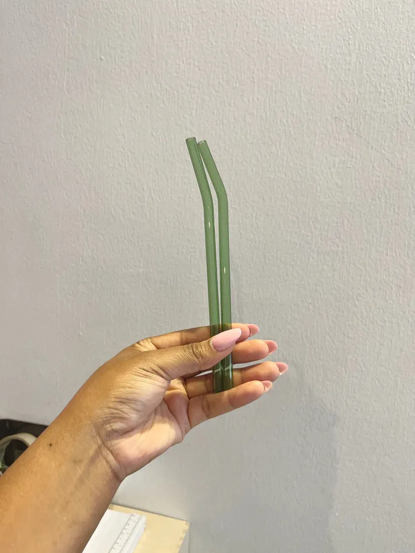 Green Transparent Bend Straw