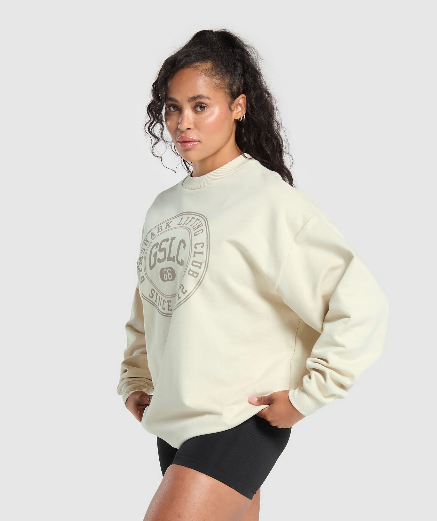 Gymshark GSLC Weight Graphic Sweater - Ecru White