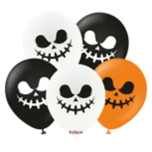 Kalisan 12" Halloween Face 2 Printed Latex Balloon, 25 pieces