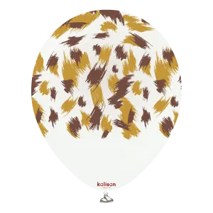 Kalisan 12" Savanna Printed Standard White  Latex Balloon, 25 pieces