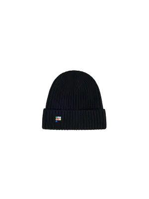 Kids’ Recycled Cashmere Bi-color Hat—black