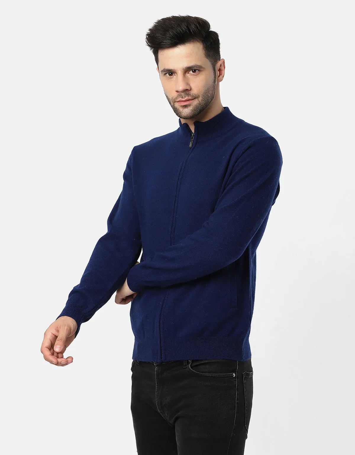 Men Knitted T-Neck Full zipper Sweater