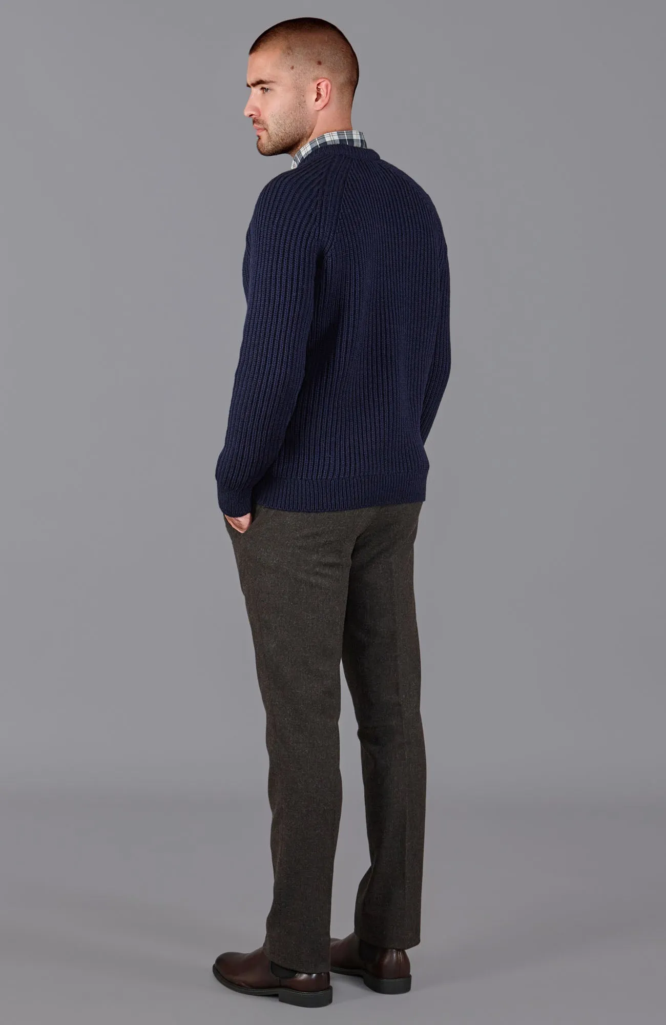 Mens British Wool Heavyweight Ribbed Jumper