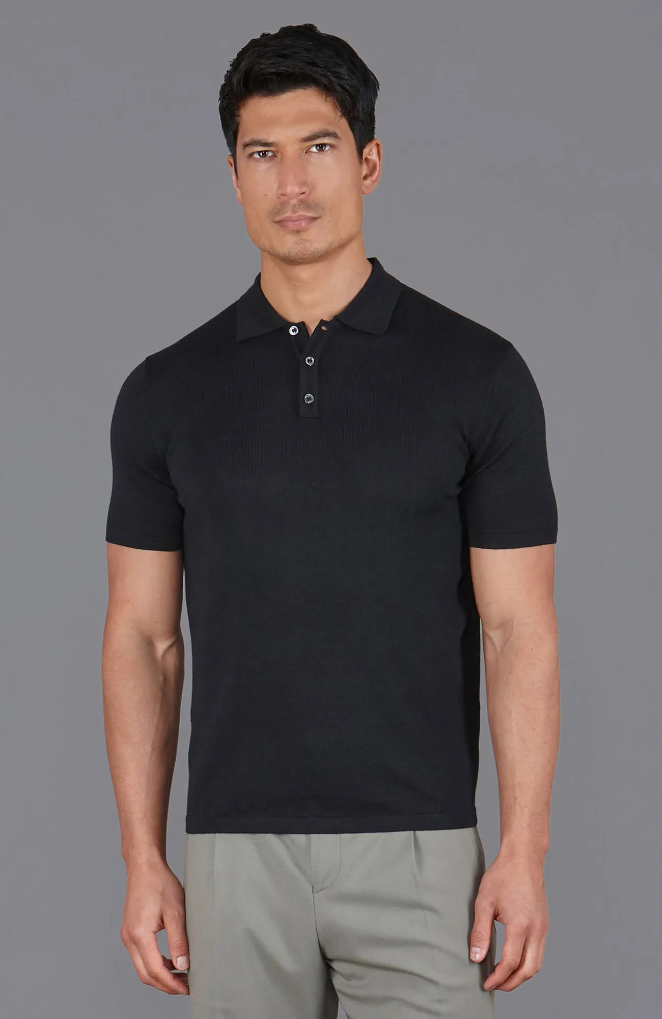 Mens Extra Fine Merino Wool Short Sleeve Polo Shirt