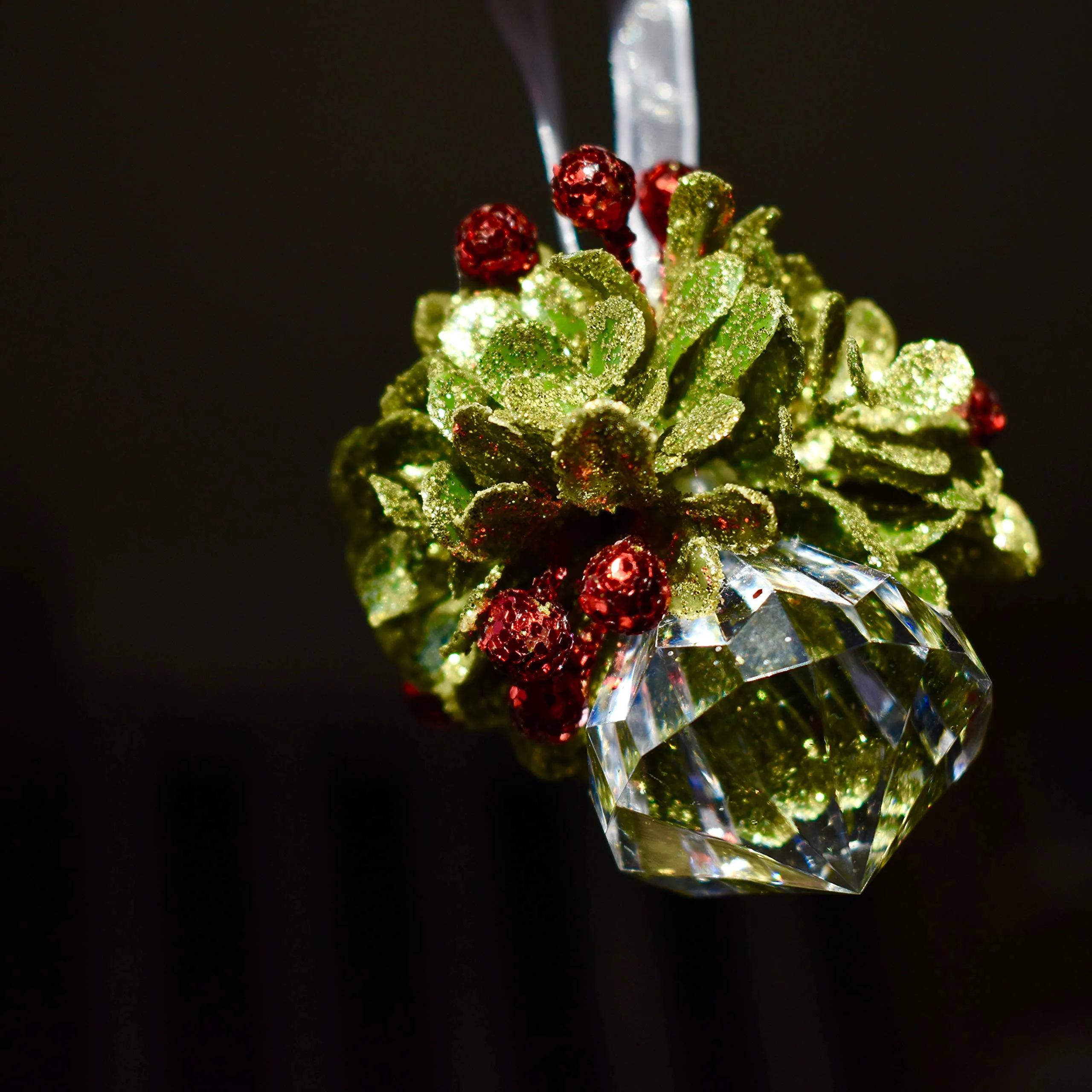 Mistletoe Crystal Hanging Ornament - Christmas Kissing Acrylic Holiday Decoration