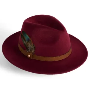 Northumberland Brushed Wool Felt Ladies Fedora - Redwood by Failsworth