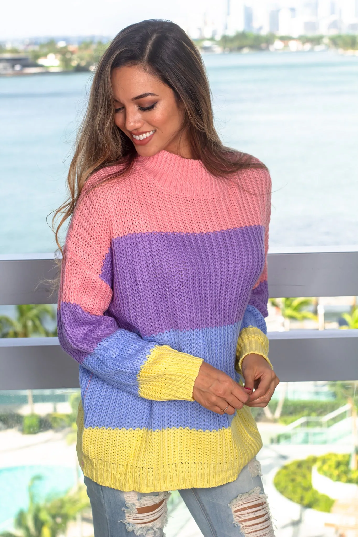 Pastel Striped Knit Sweater