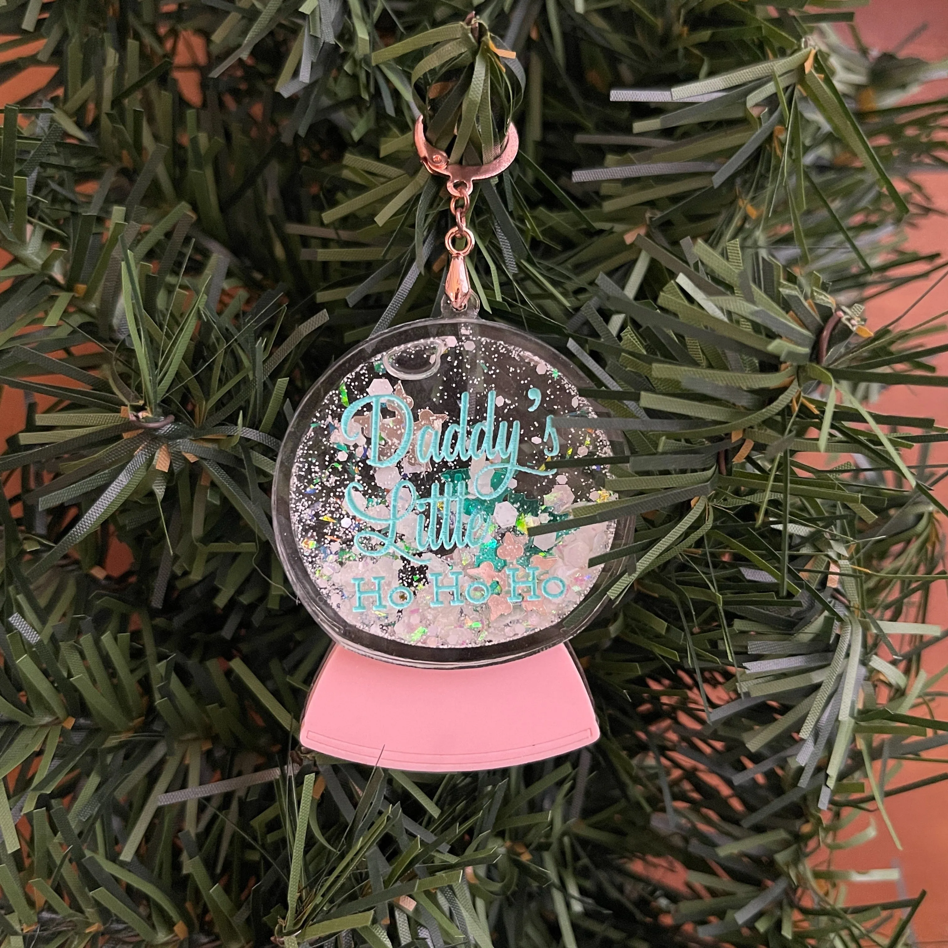 Customized BDSM Collar Tag with Snow Globe Shaker Design