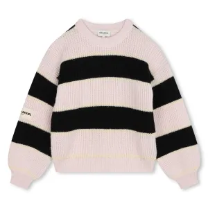 Stylish Pink and Black Striped Sweater