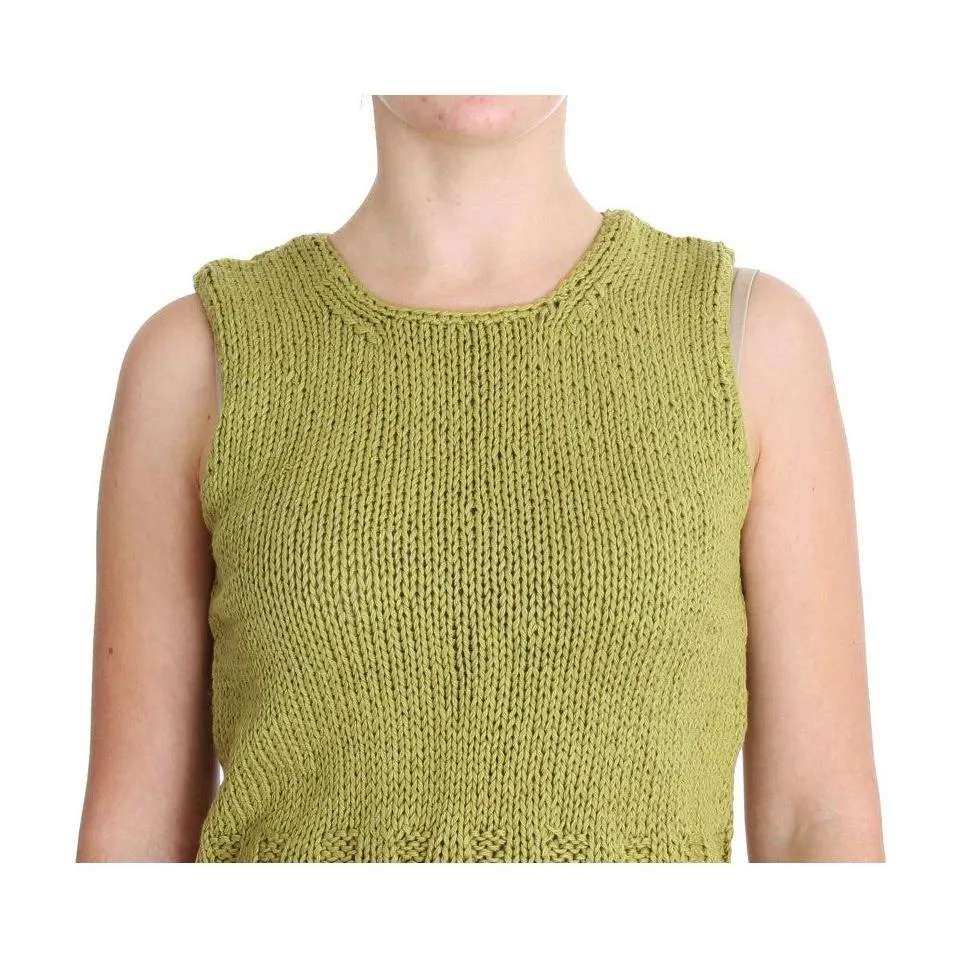 PINK MEMORIES Chic Green Knitted Sleeveless Vest Sweater