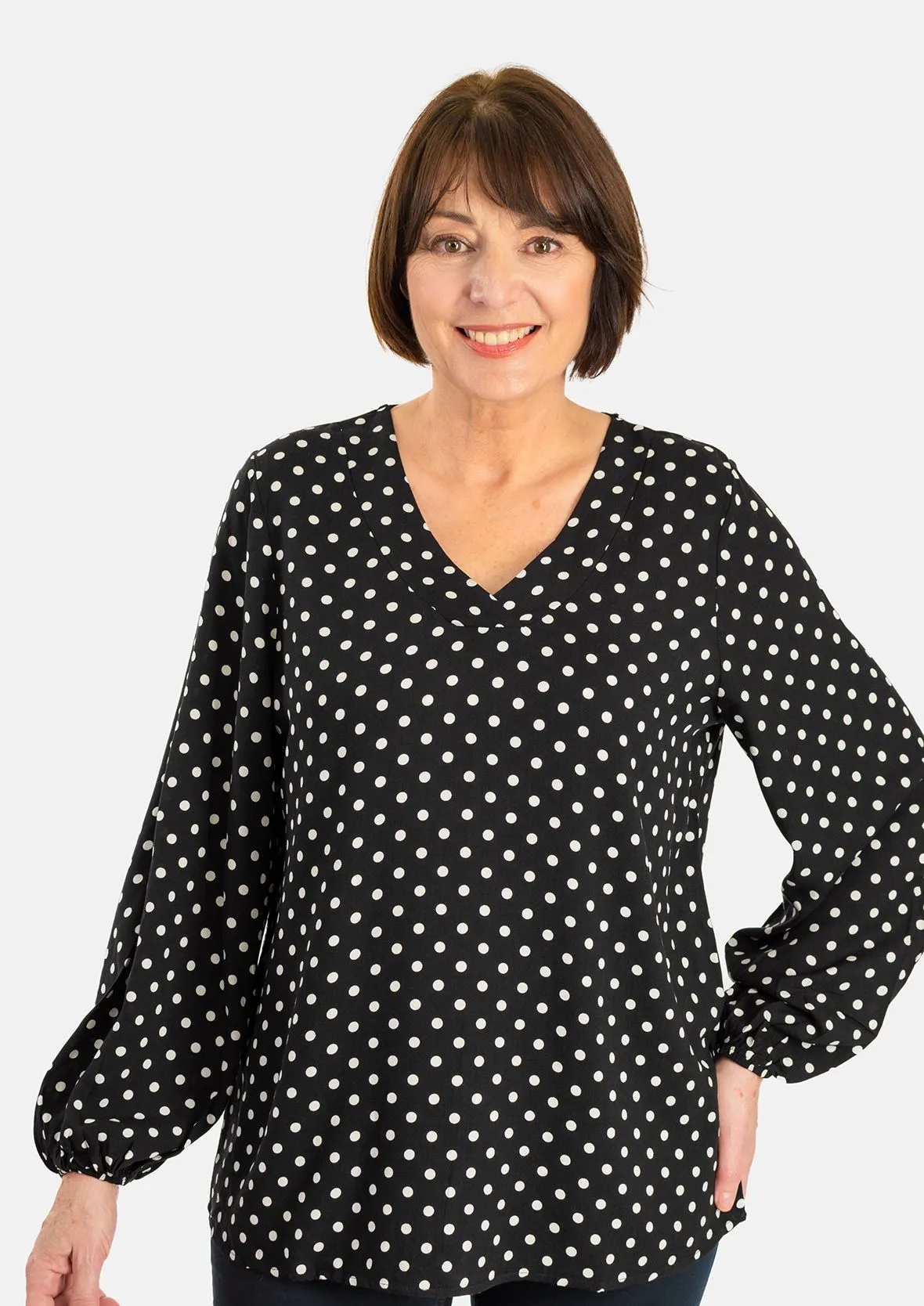 Polka Dot V-Neck Top