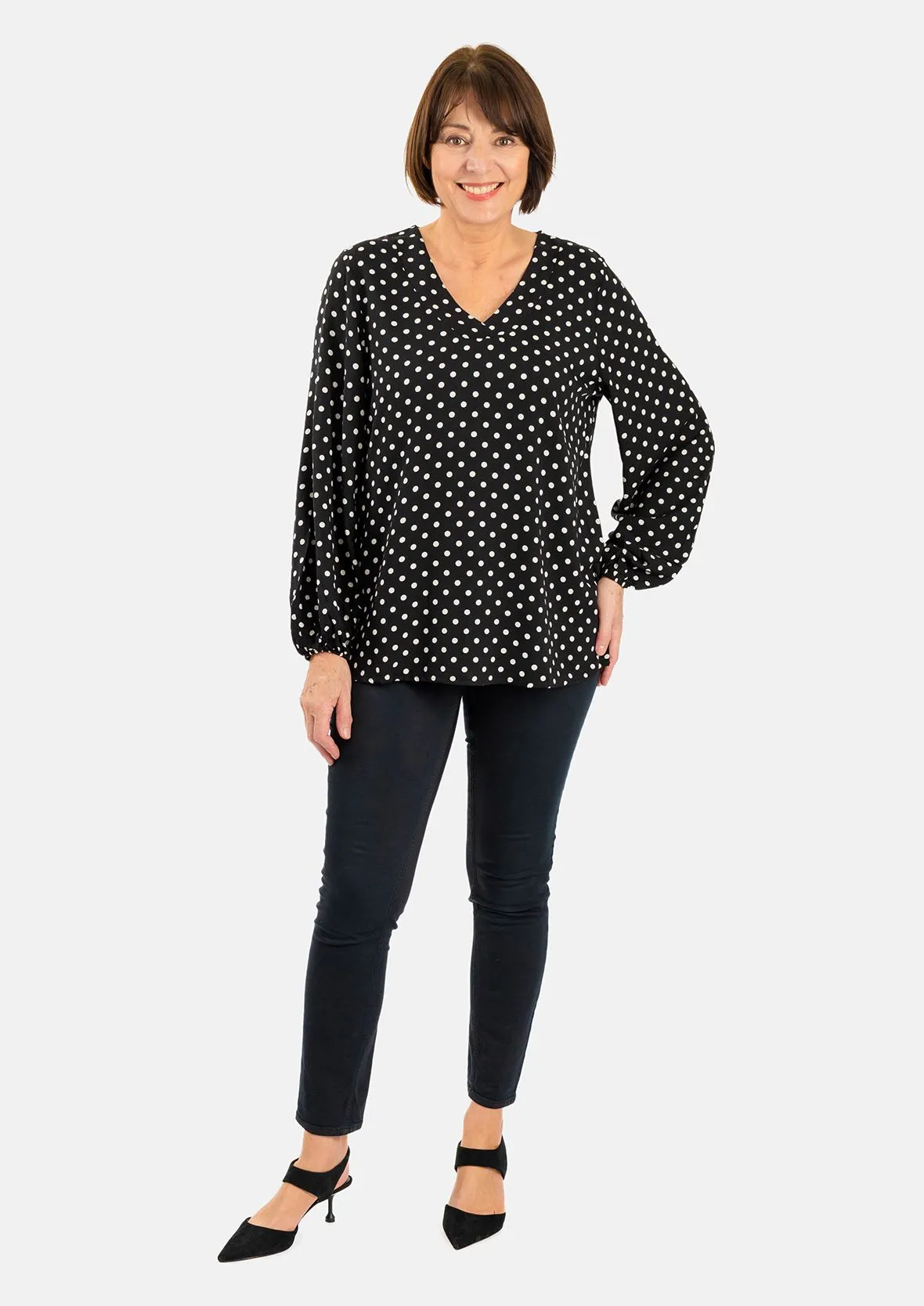 Polka Dot V-Neck Top