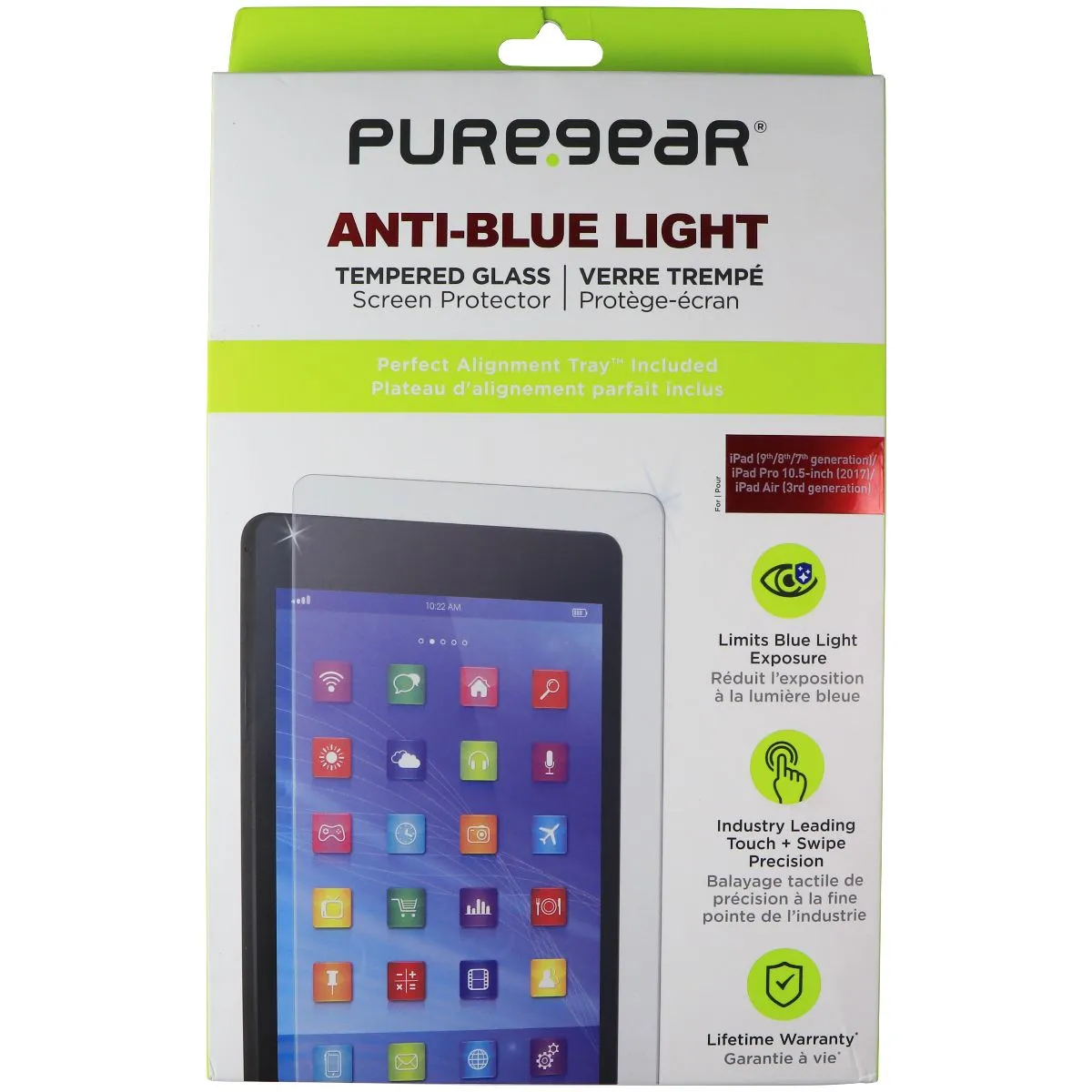 PureGear Anti-Blue Light Glass for iPad(9thGen)/iPad Pro(2017)/iPad Air(3rdGen)