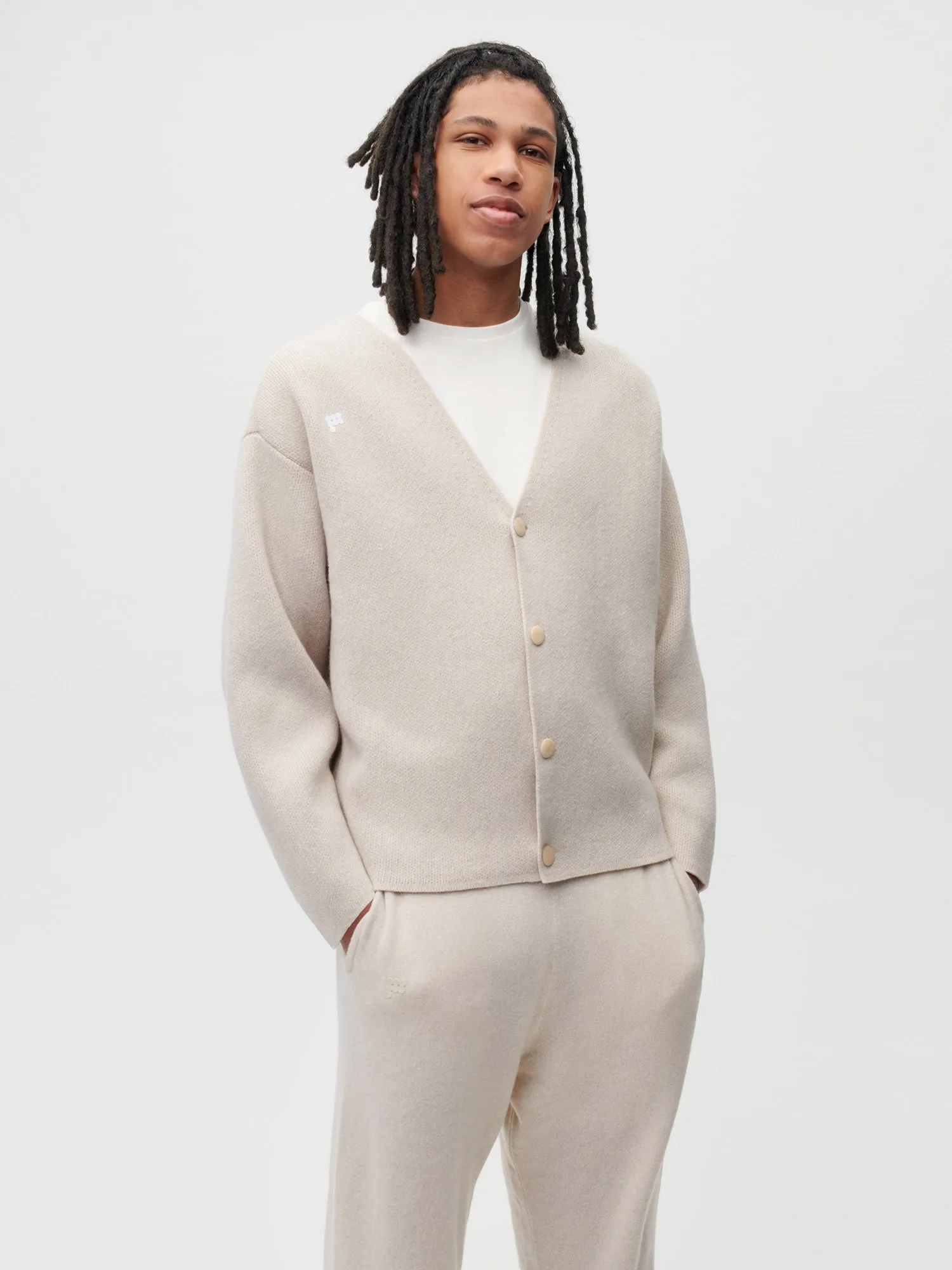 Recycled Cashmere Cardigan—oatmeal