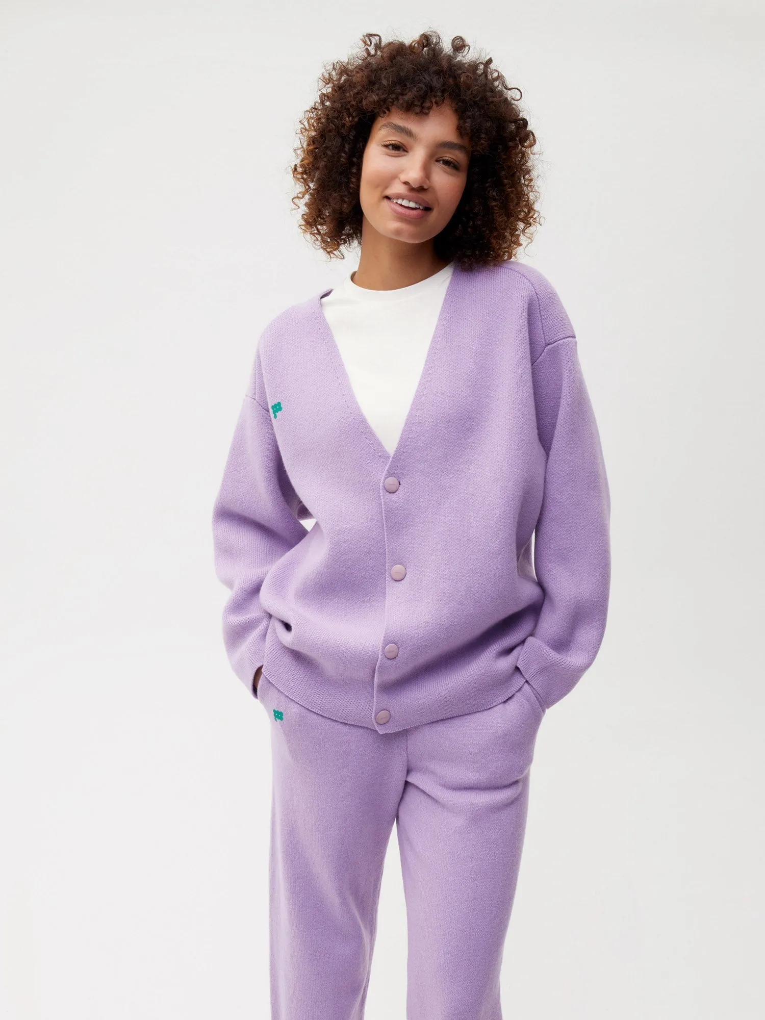 Recycled Cashmere Cardigan—orchid purple