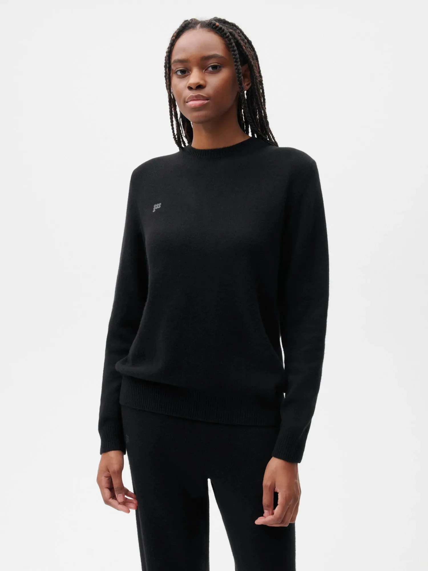 Recycled Cashmere Crewneck Sweatshirt—black