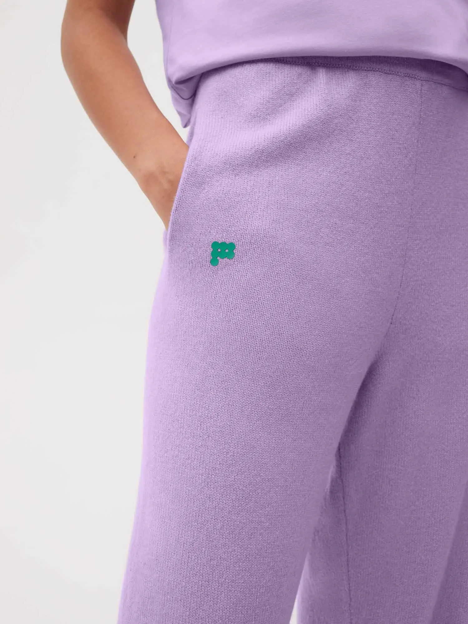 Recycled Cashmere Loose Track Pants—orchid purple