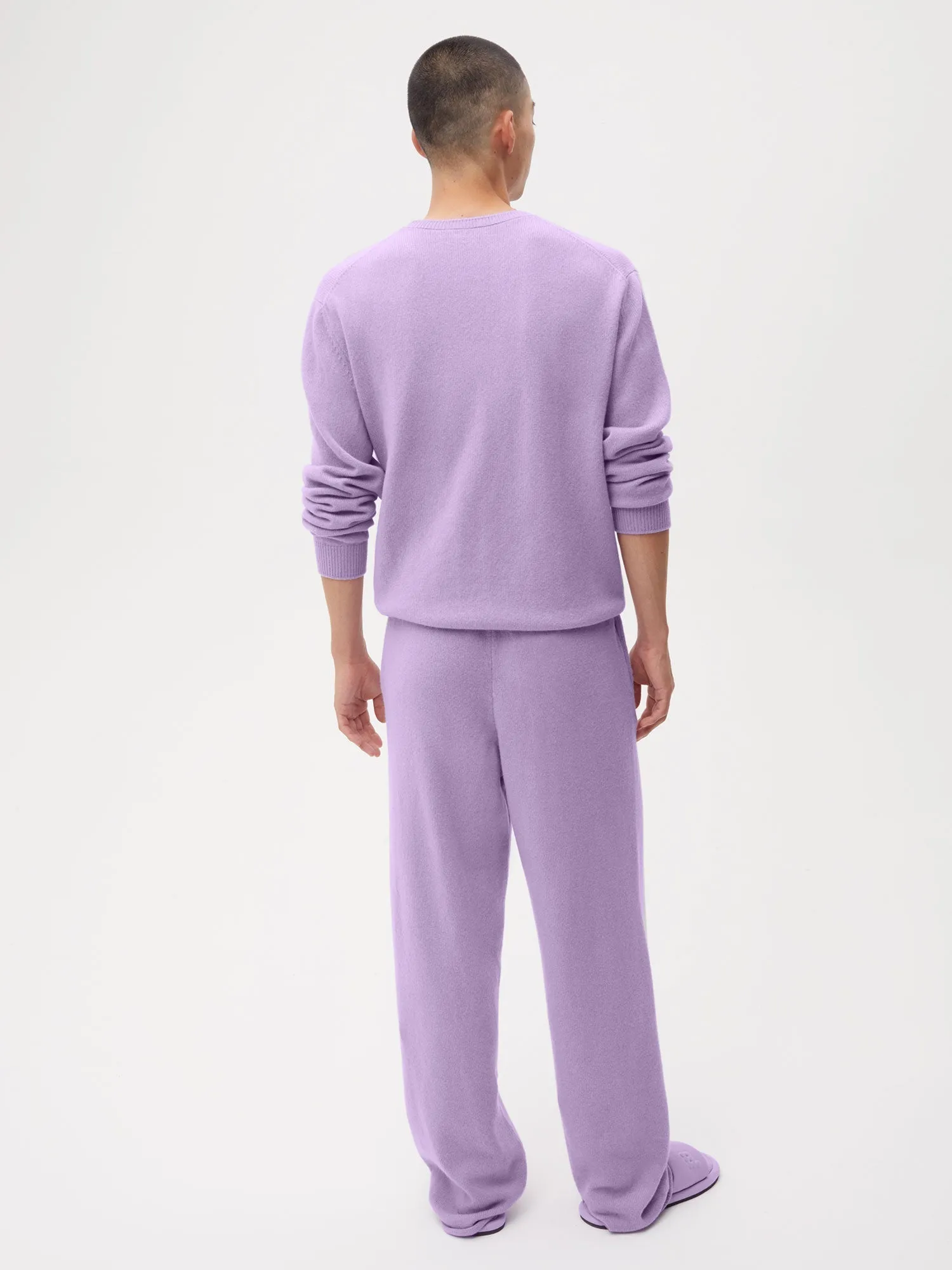 Recycled Cashmere Loose Track Pants—orchid purple