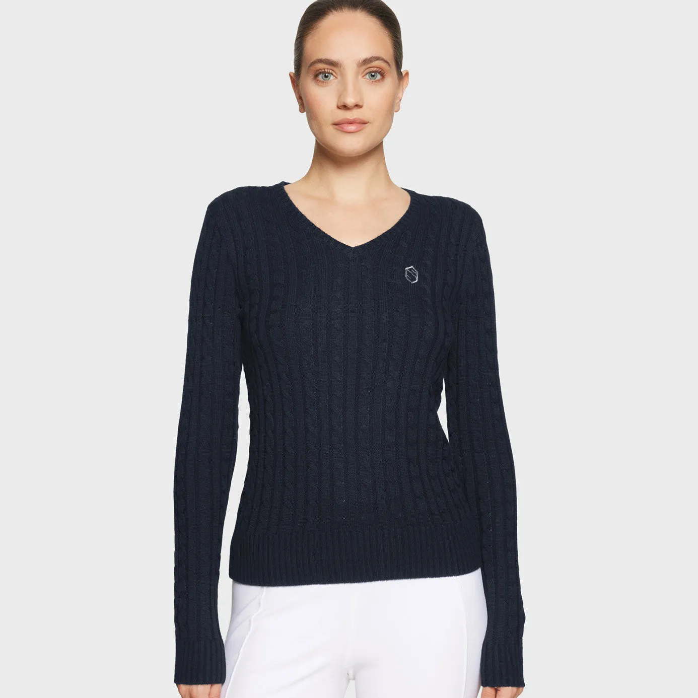 Samshields Navy/Silver Lisa V-Neck Sweater for Winter