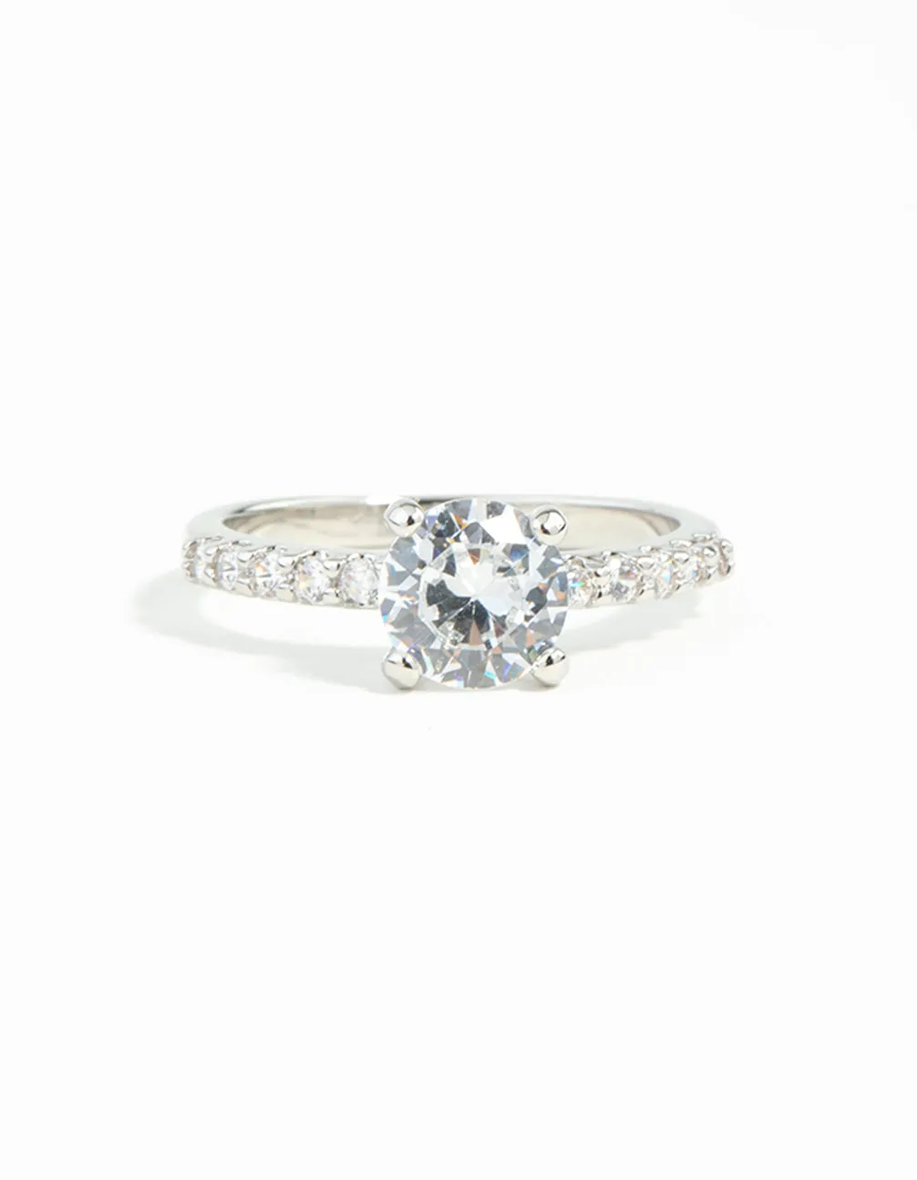 Silver Cubic Zirconia Classic Engagement Ring