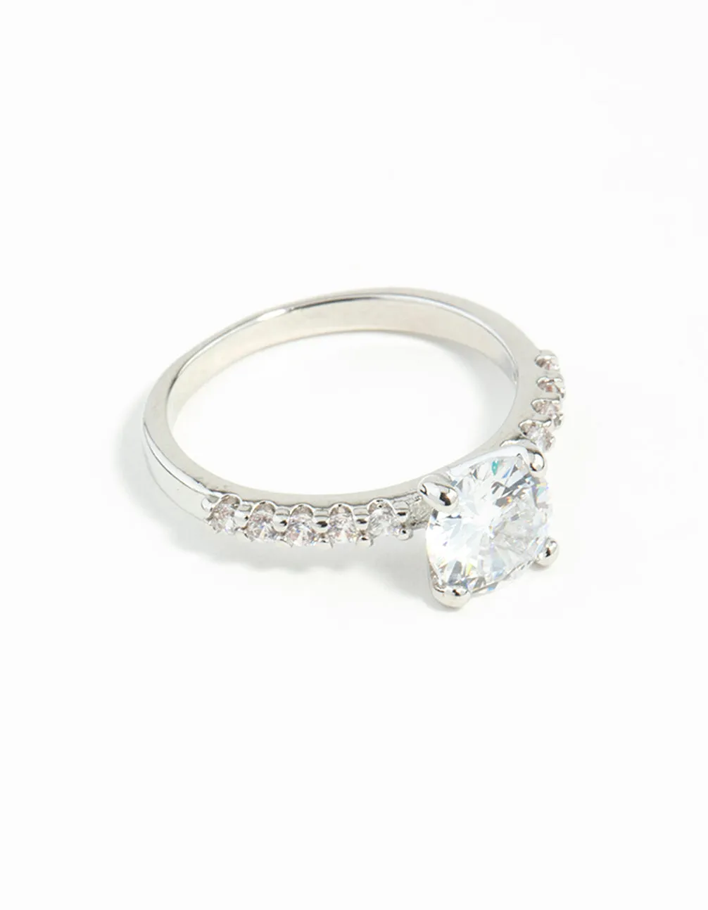 Silver Cubic Zirconia Classic Engagement Ring