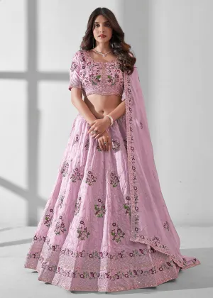 Soft Pink Multi Embroidered Wedding Festive Lehenga Choli