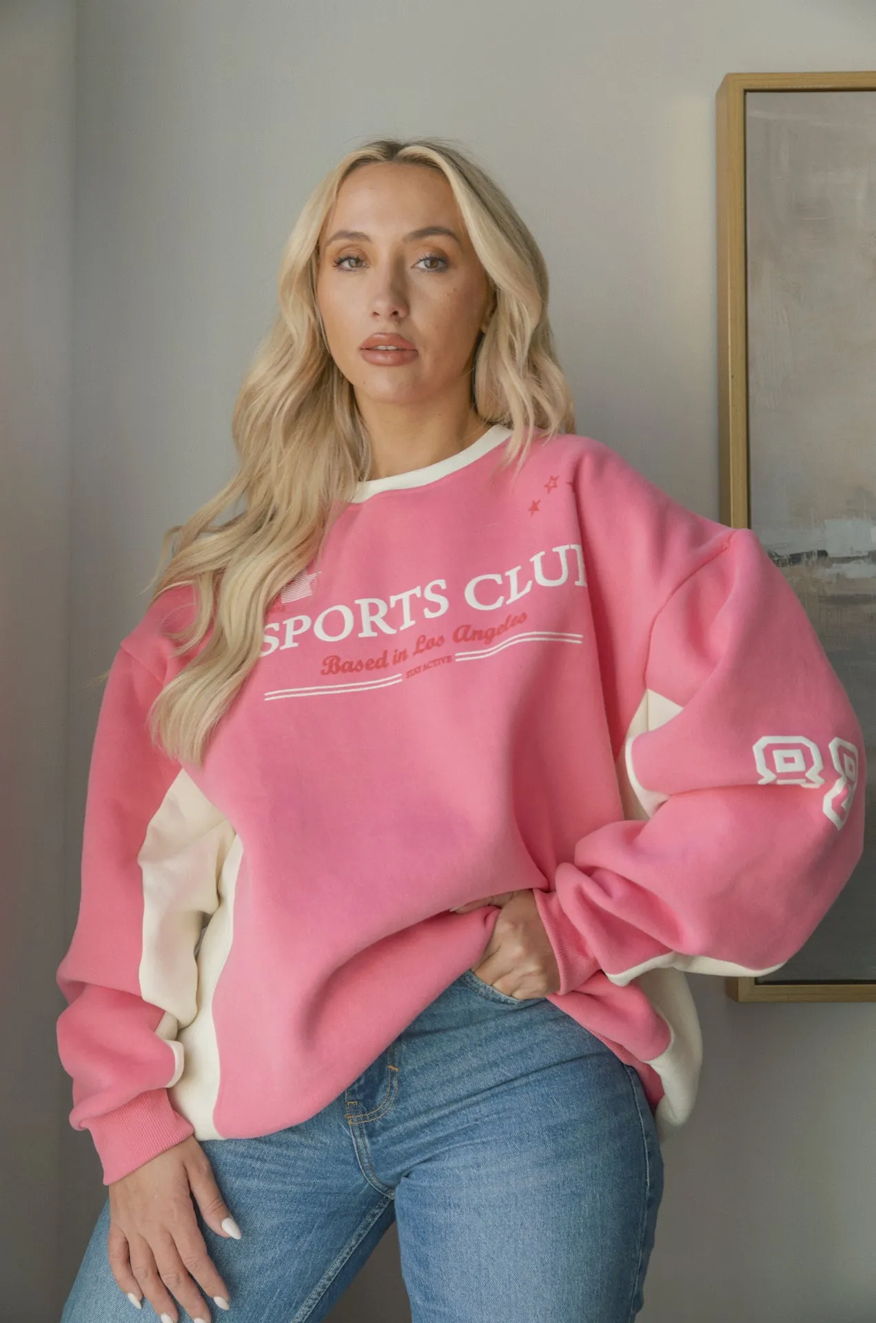 Sports Club Pink Oversized Sweatshirt