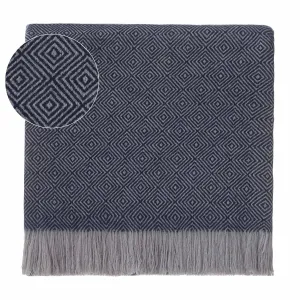 Uyuni Cashmere Blanket [Dark blue/Light grey]