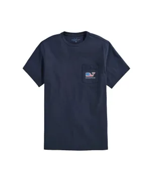 Vineyard Vines Mens Flag Whale Short Sleeve Pocket T-Shirt