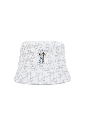 White Script Bucket Hat