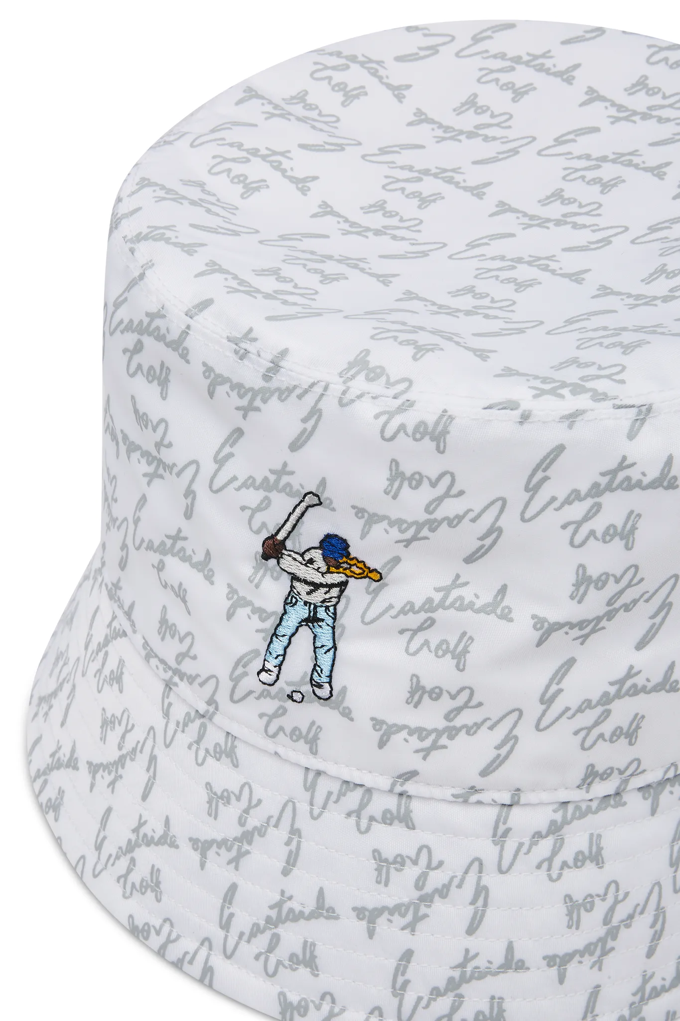 White Script Bucket Hat