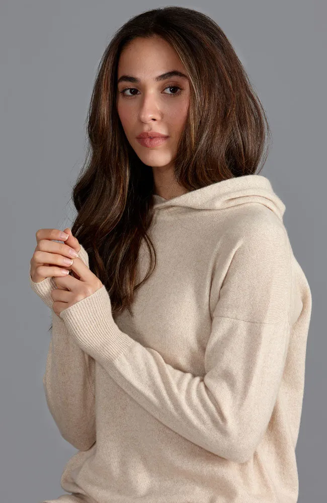 Womens 100% Cashmere Hooded Jumper